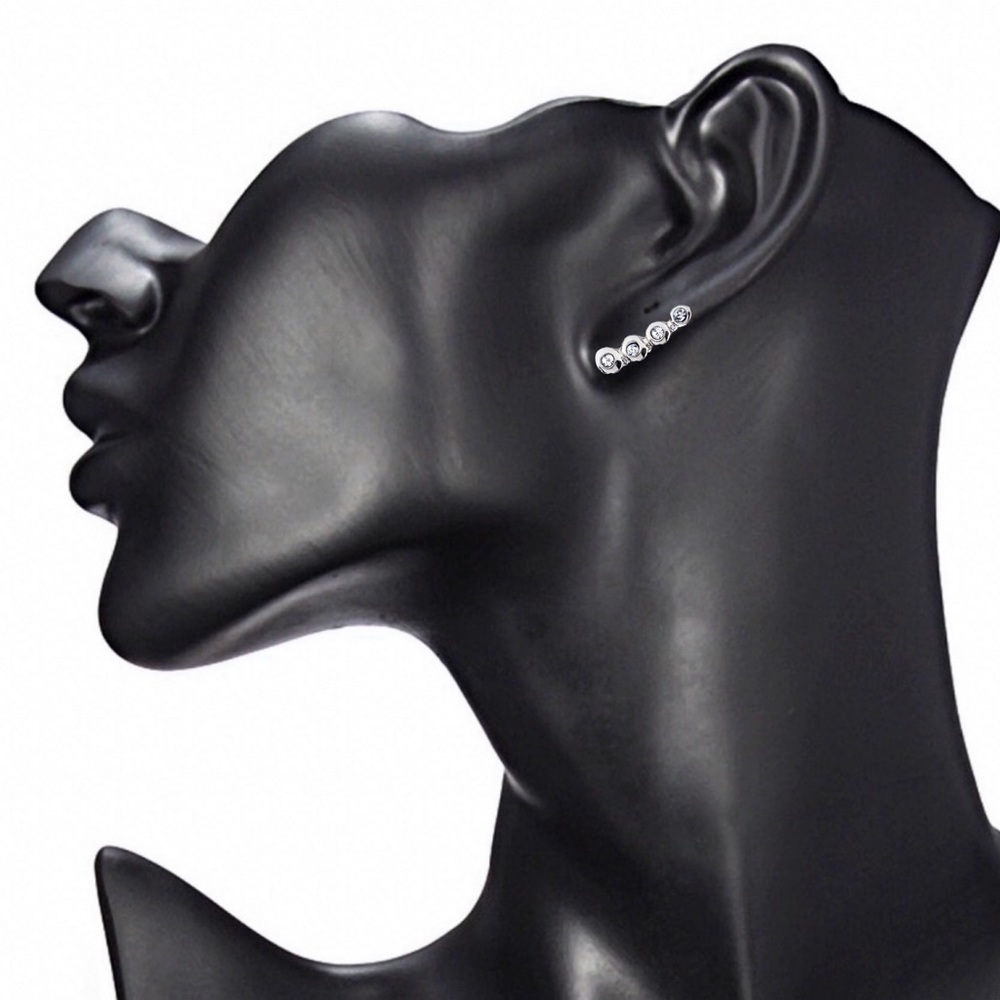 Silver Crystal Mini Ear Crawlers - Picture 4 of 7